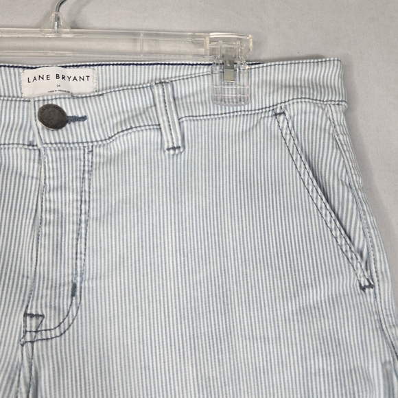 Lane Bryant Size 14 Wide Leg Crop Pinstripe Jean Culotte Capri High Rise 18" L - Picture 8 of 15